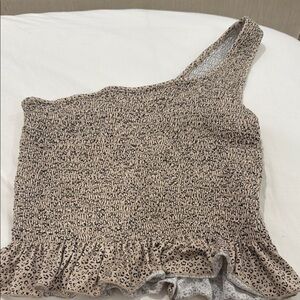 Gaze One-Shoulder Leopard Print Top - Brown